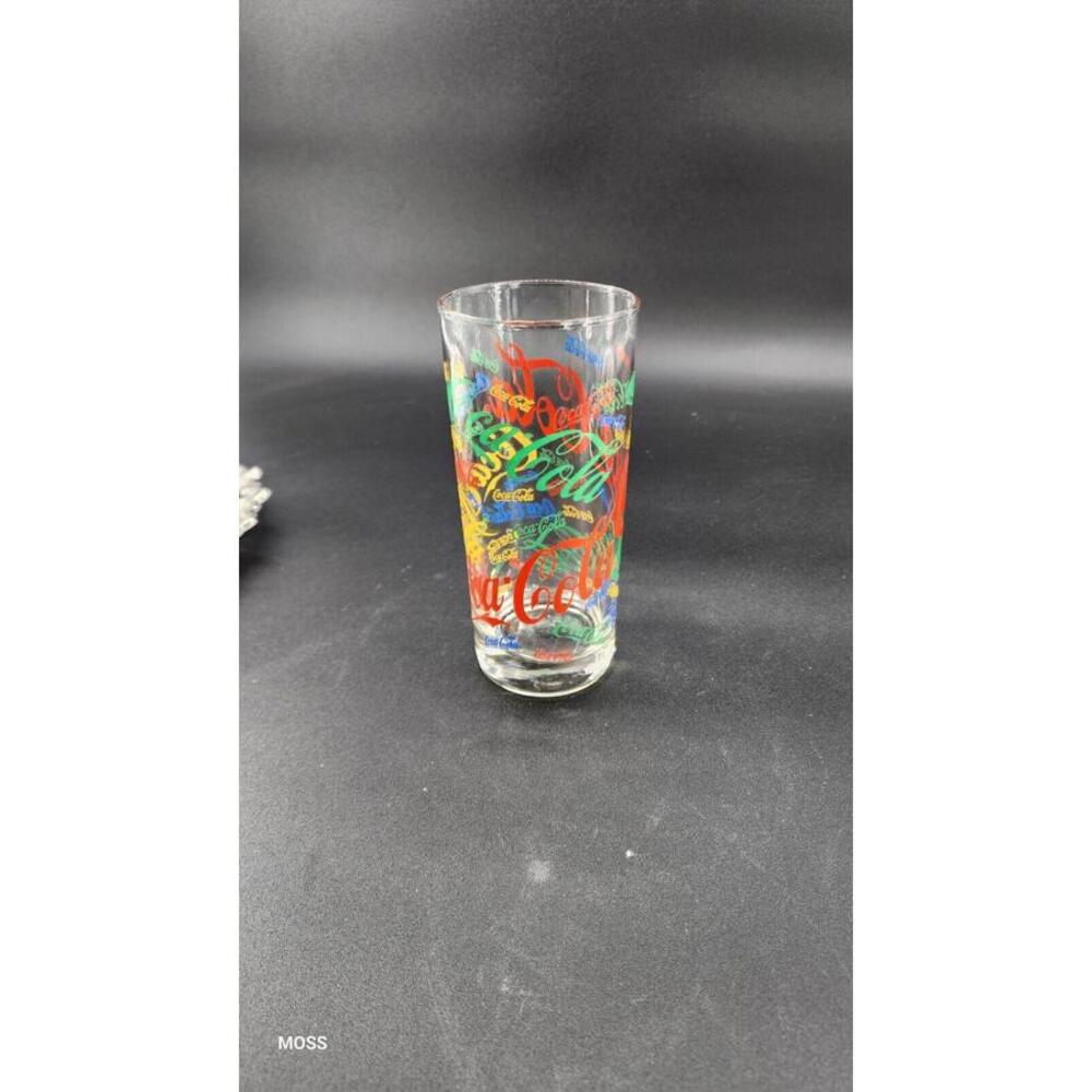 Vintage Coca Cola Multi Color Logo Glass  6.5" Tall